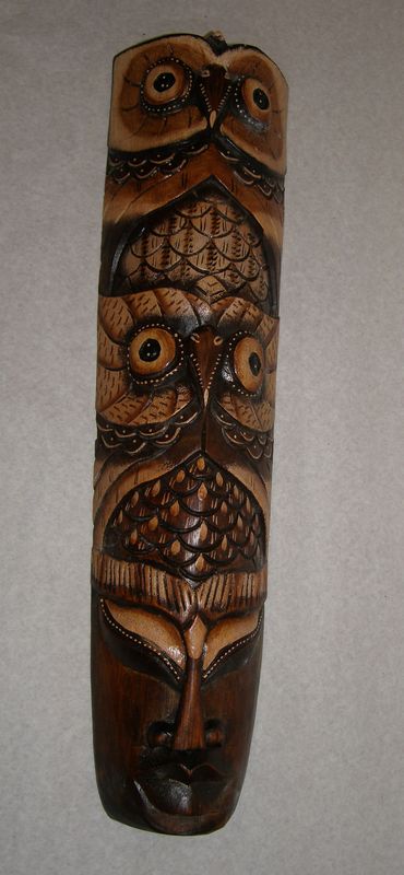 Maska hnedá 50 cm sova