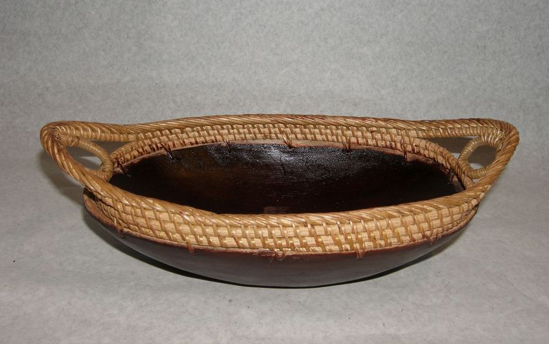 Miska drevo oval pletene uška 9*16*42