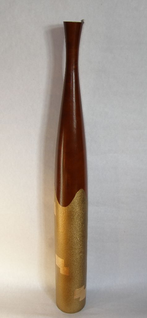 Váza úzka vlnka hnedo - zlatá