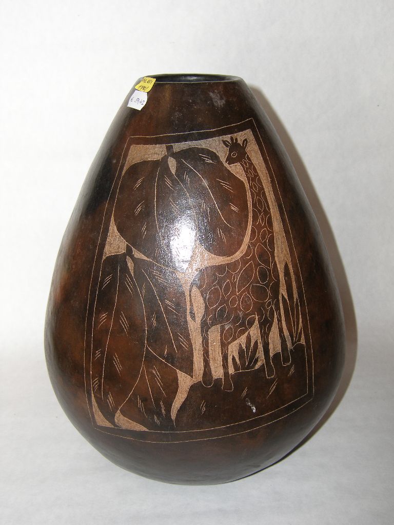 Váza hnedá keramika tučná V