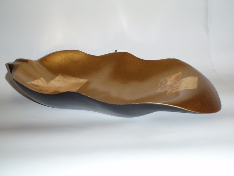 Miska čierno - zlatá list, metal