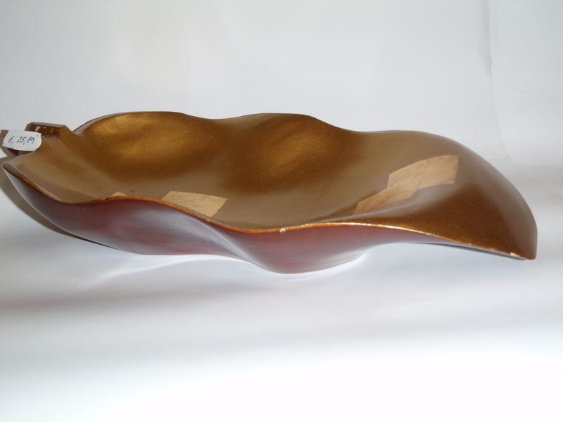 Miska hnedo - zlatá , list, metal