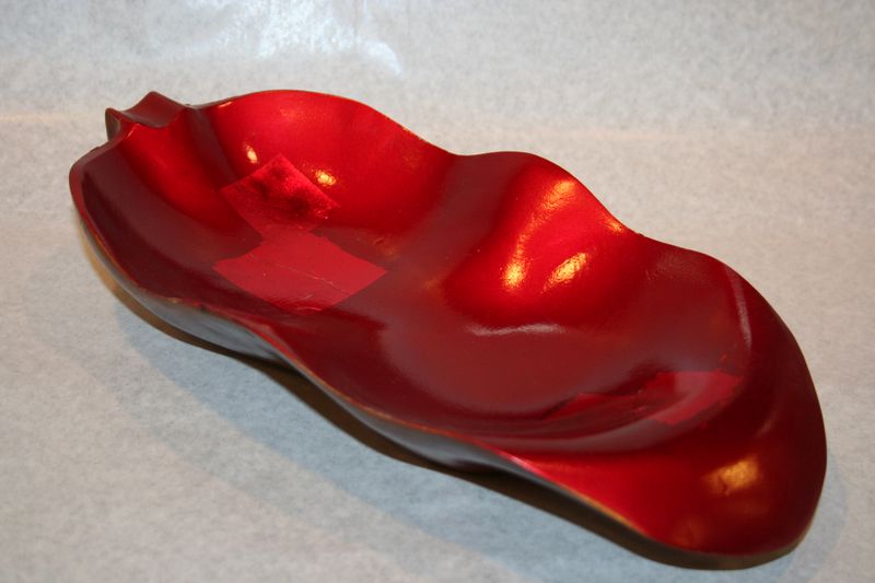 Miska hnedo- červená list, metal