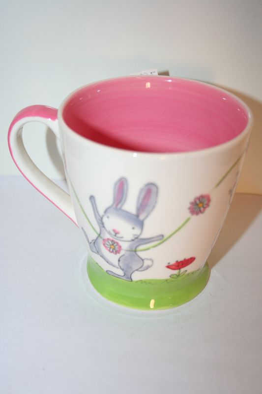 Keramika hrnček zajac ruž. vnutro