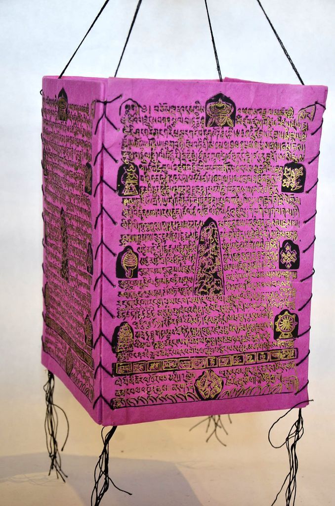 Lampion tibet písmo ružový