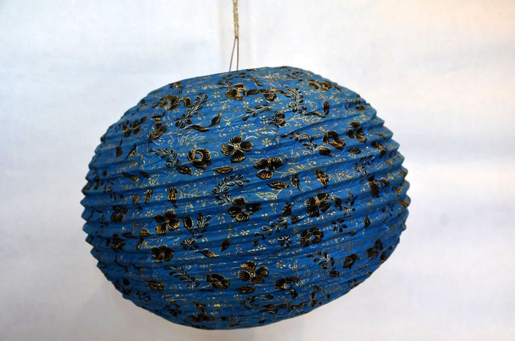 Lampion guľa M kvety  tyrkys