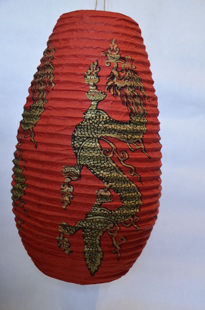 Lampion oval S dragon červený