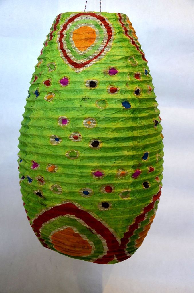 Lampion srdce batik zelený