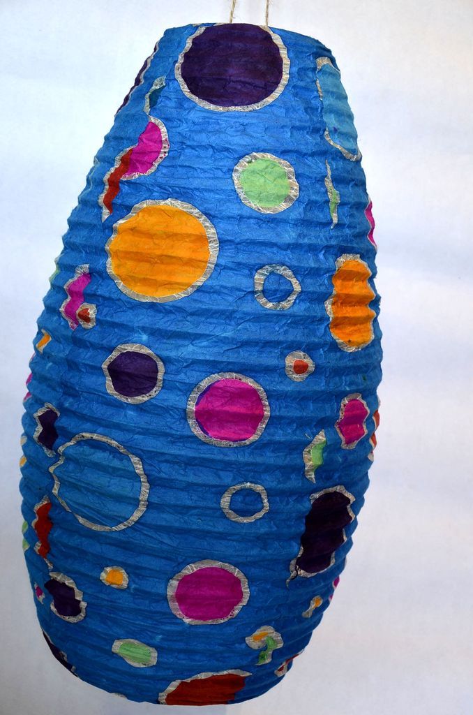 Lampion kruh batik modrý