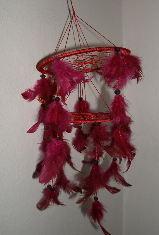 Lapač snov 2 pod sebou na ležato, korálky, 17cm, 2